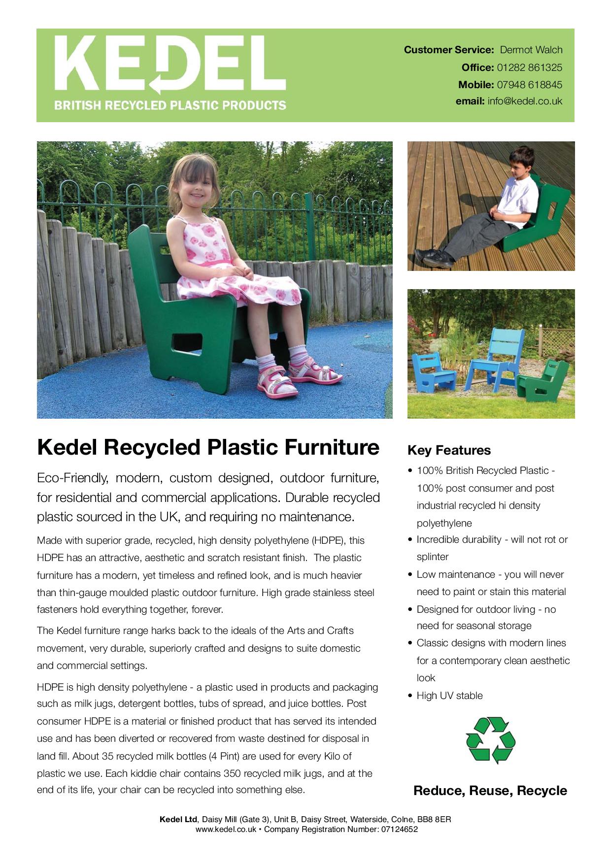 Recycled Plastic HDPE Chair - Key Features Leaflet